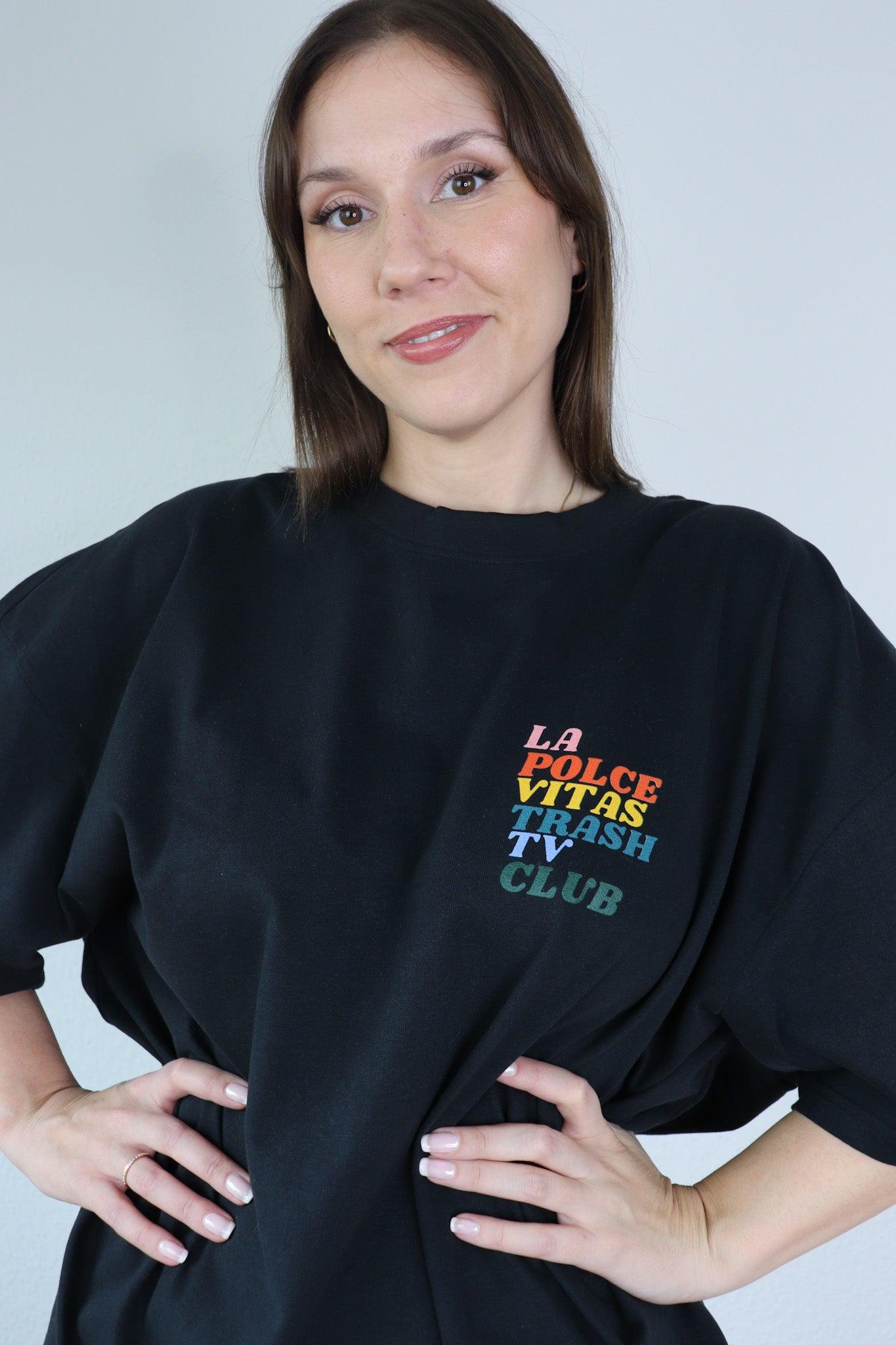 (Unisex) in T-Shirt buntem Polcevita Schwarz La – Dickes Rückenprint Oversized mit
