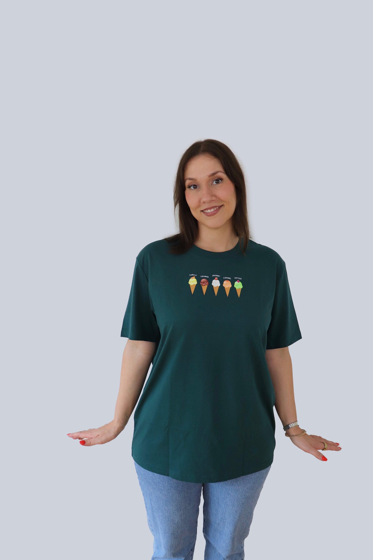 La Polcevitas Eisladen T-Shirt in Glazed Green mit Backprint