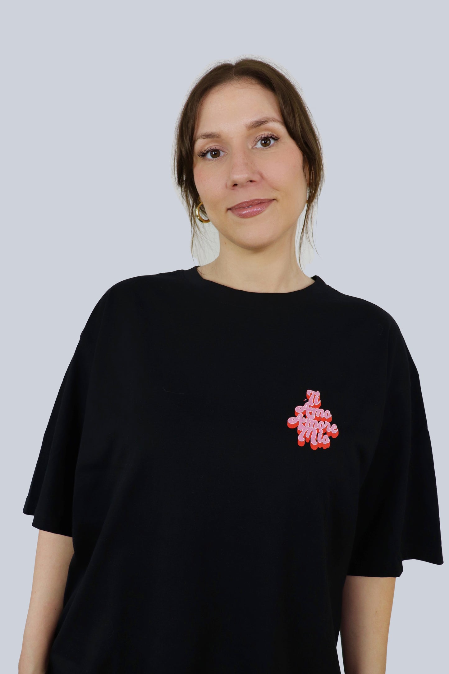 Ti Amo Amore Mio Oversized T-Shirt in Schwarz