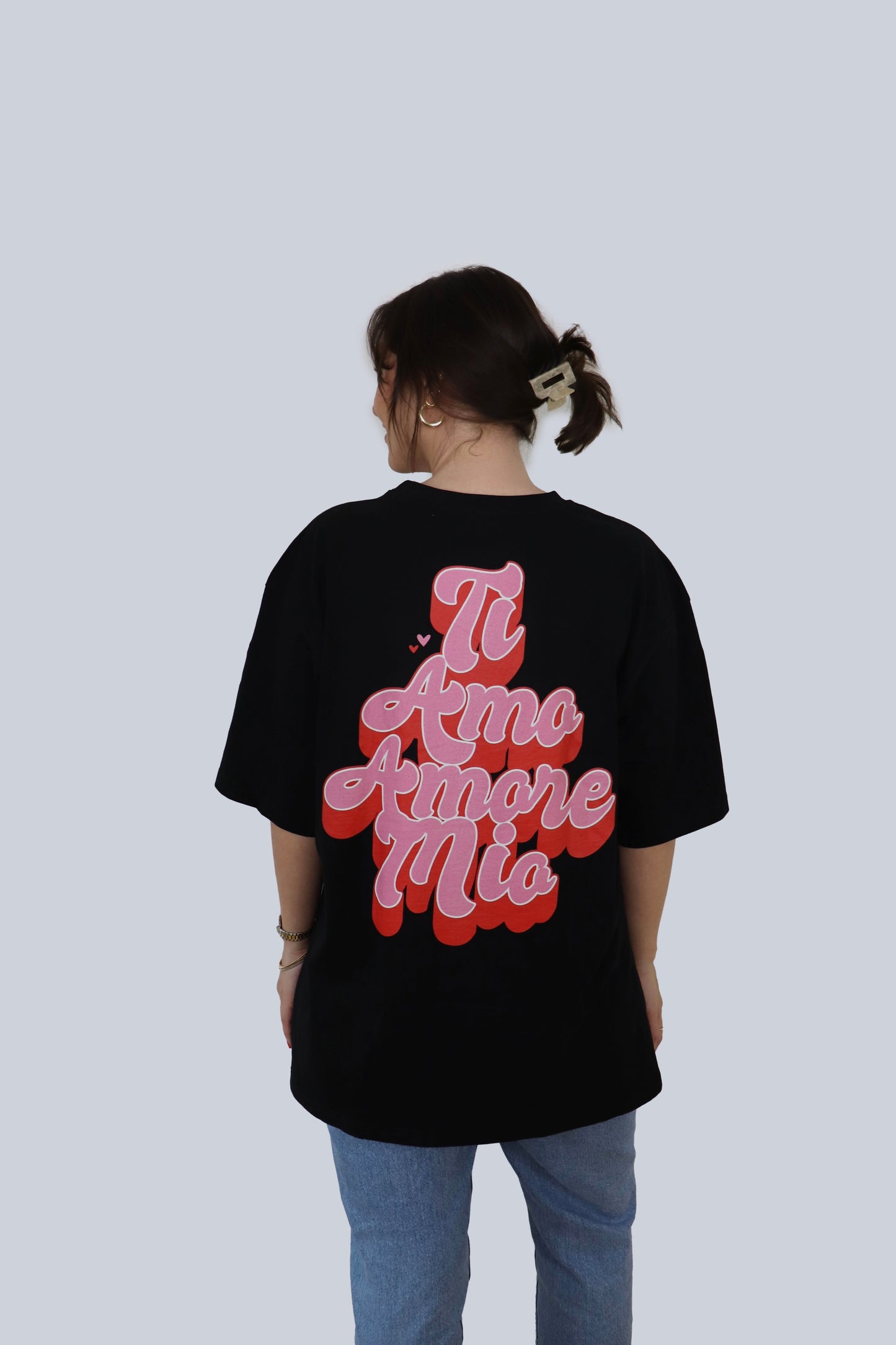 Ti Amo Amore Mio Oversized T-Shirt in Schwarz