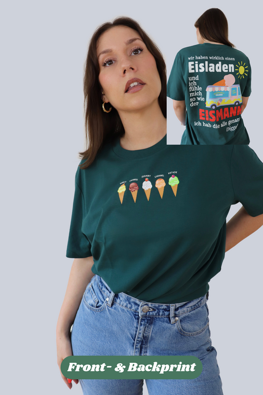 La Polcevitas Eisladen T-Shirt in Glazed Green mit Backprint