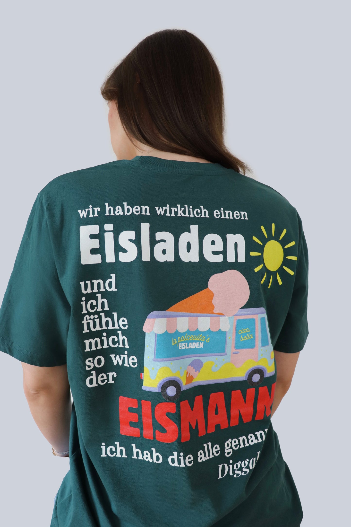 La Polcevitas Eisladen T-Shirt in Glazed Green mit Backprint